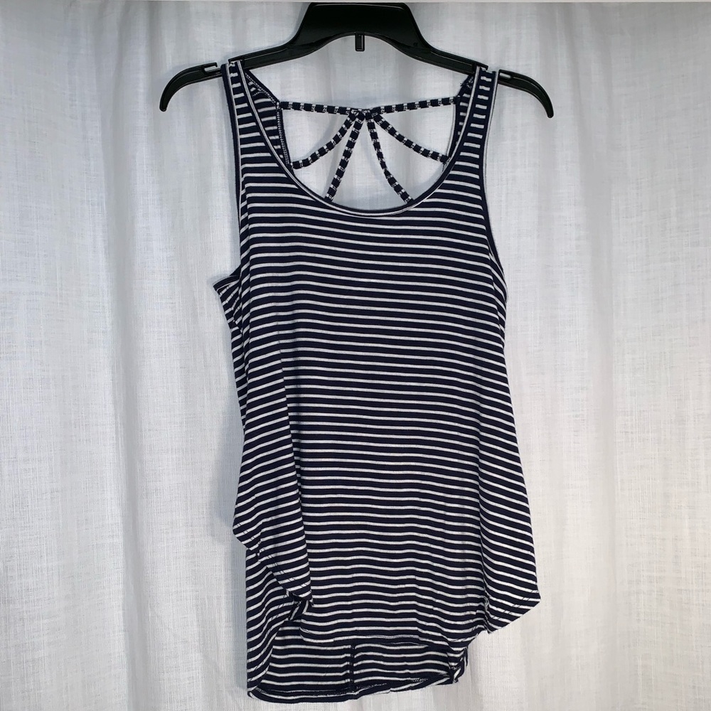Hollister Navy and White Striped Tank Top